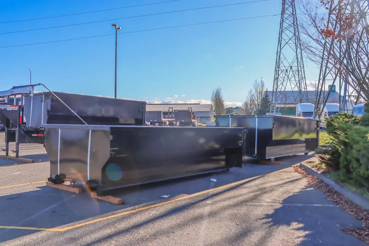 Roll-off dumpster ready for waste disposal at job site for Construction Dumpster Rental in Dunbar